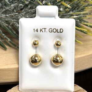 Solid Gold 14Karat 6x3mm Ball Telephone Earring